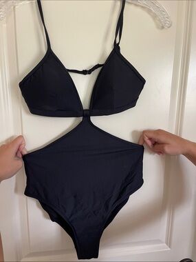 J. Crew Black One-Piece Swimsuit with Center Cutout never worn